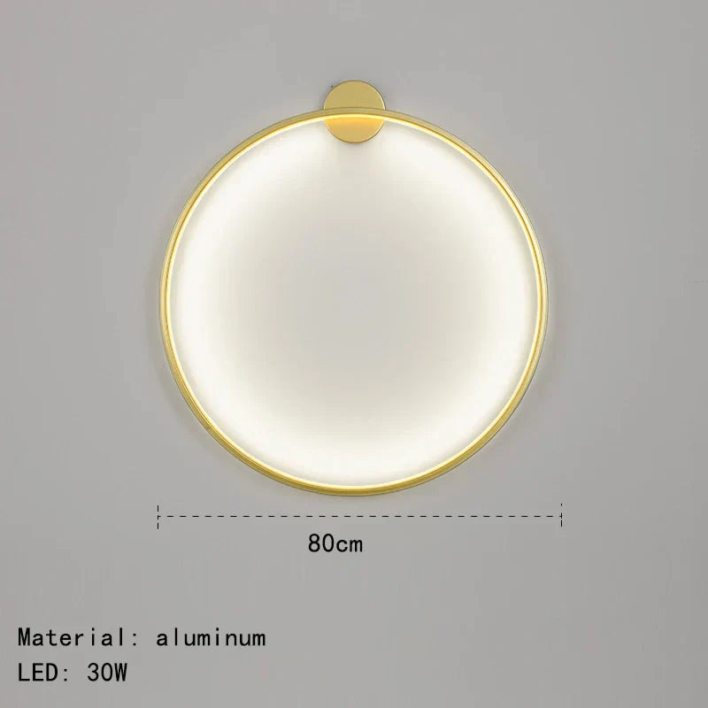 DecorBites™ مصباح حائط LED ذهبي أسود على شكل حلقة لغرفة المعيشة وغرفة النوم