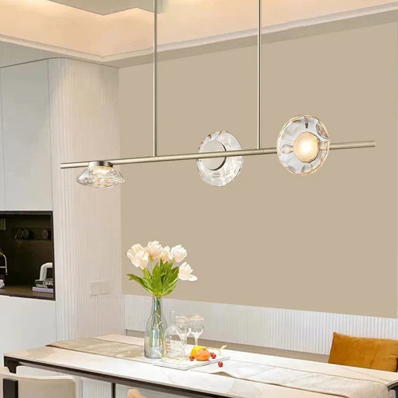 ثريات DecorBites™ الزجاجية LED المعدنية الذهبية 3000 كلفن: إضاءة للمطاعم وغرف الاستقبال والمطابخ وغرف الطعام