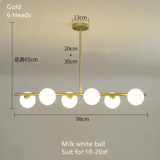 مصباح معلق DecorBites™ الذهبي الكروي الزجاجي LED لإنارة المطابخ وغرف الطعام