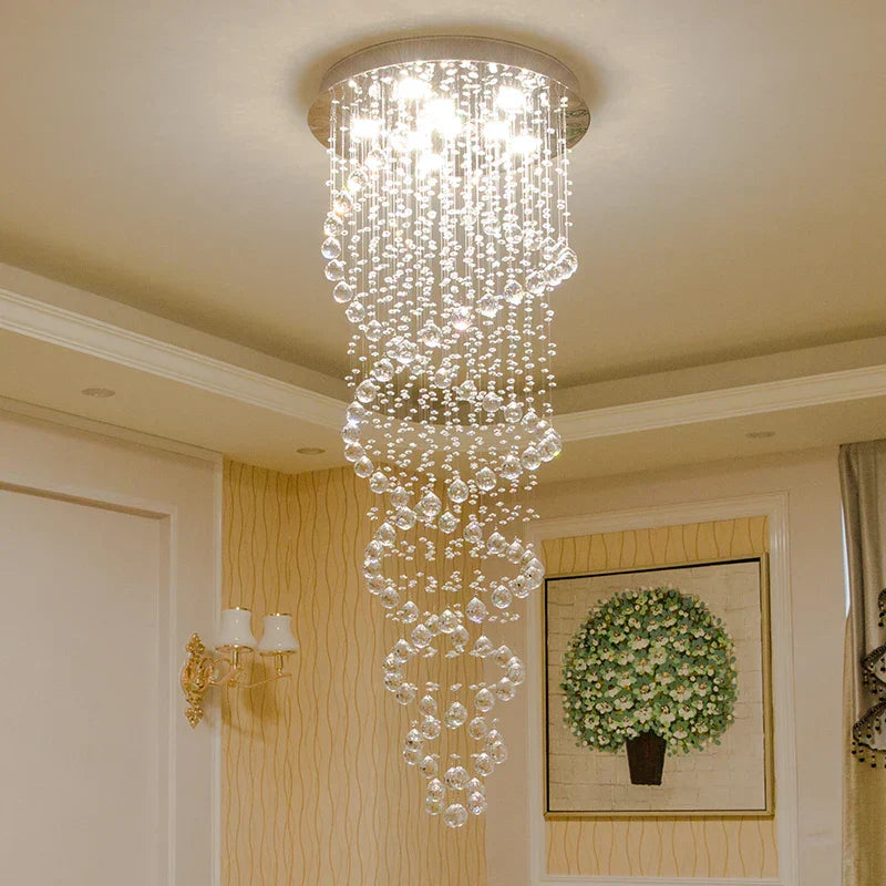 DecorBites™ Crystal LED Chandelier for Staircase Stair Luxury Hotel Pendant Lights