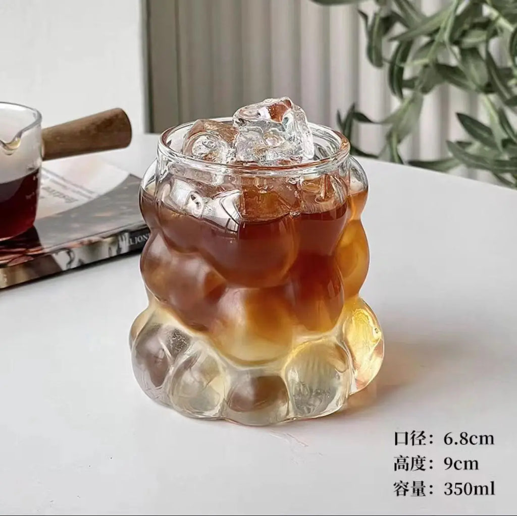 طقم أكواب DecorBites™ الزجاجية المقاومة للحرارة بتصميم عنقود العنب: أكواب شرب شفافة للقهوة والشاي والعصير والبيرة