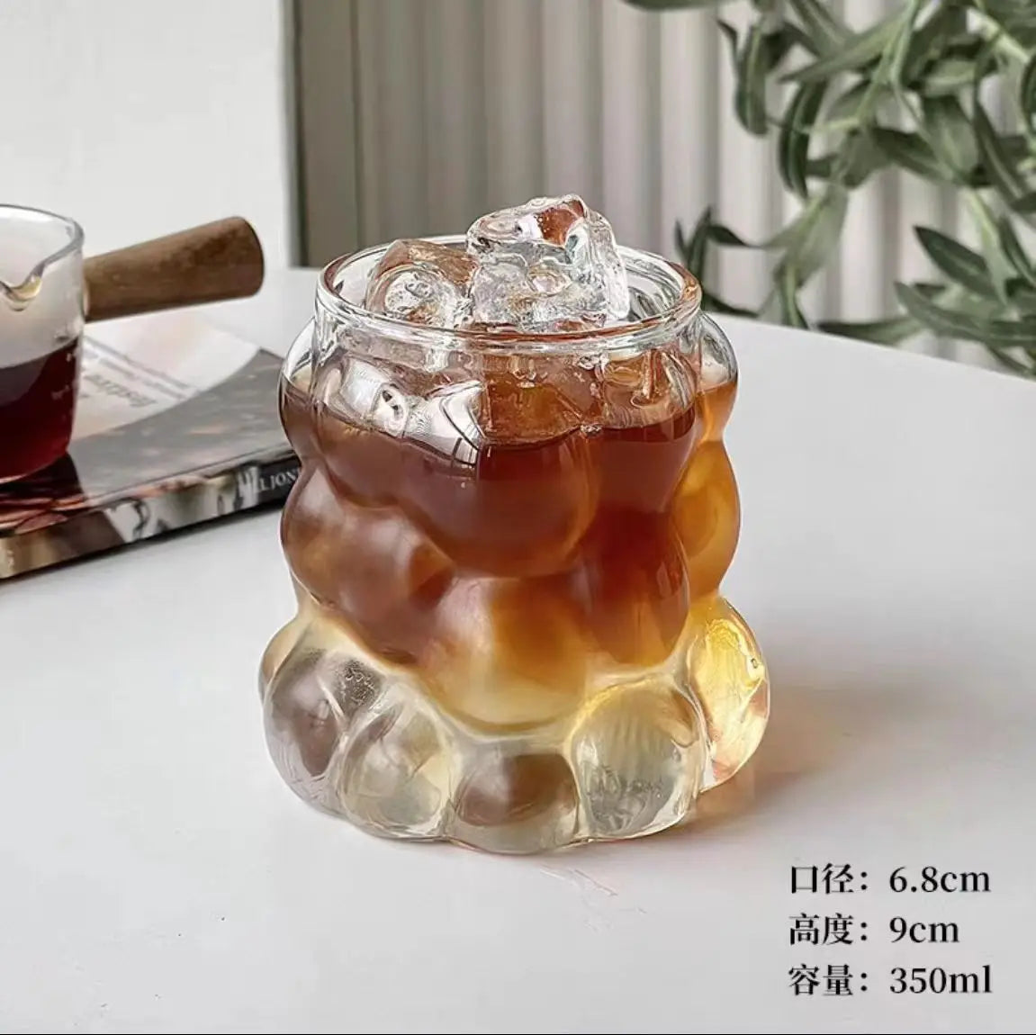 طقم أكواب DecorBites™ الزجاجية المقاومة للحرارة بتصميم عنقود العنب: أكواب شرب شفافة للقهوة والشاي والعصير والبيرة