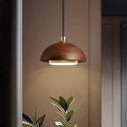 Nordic Wood And Acrylic Pendant Light In Brown