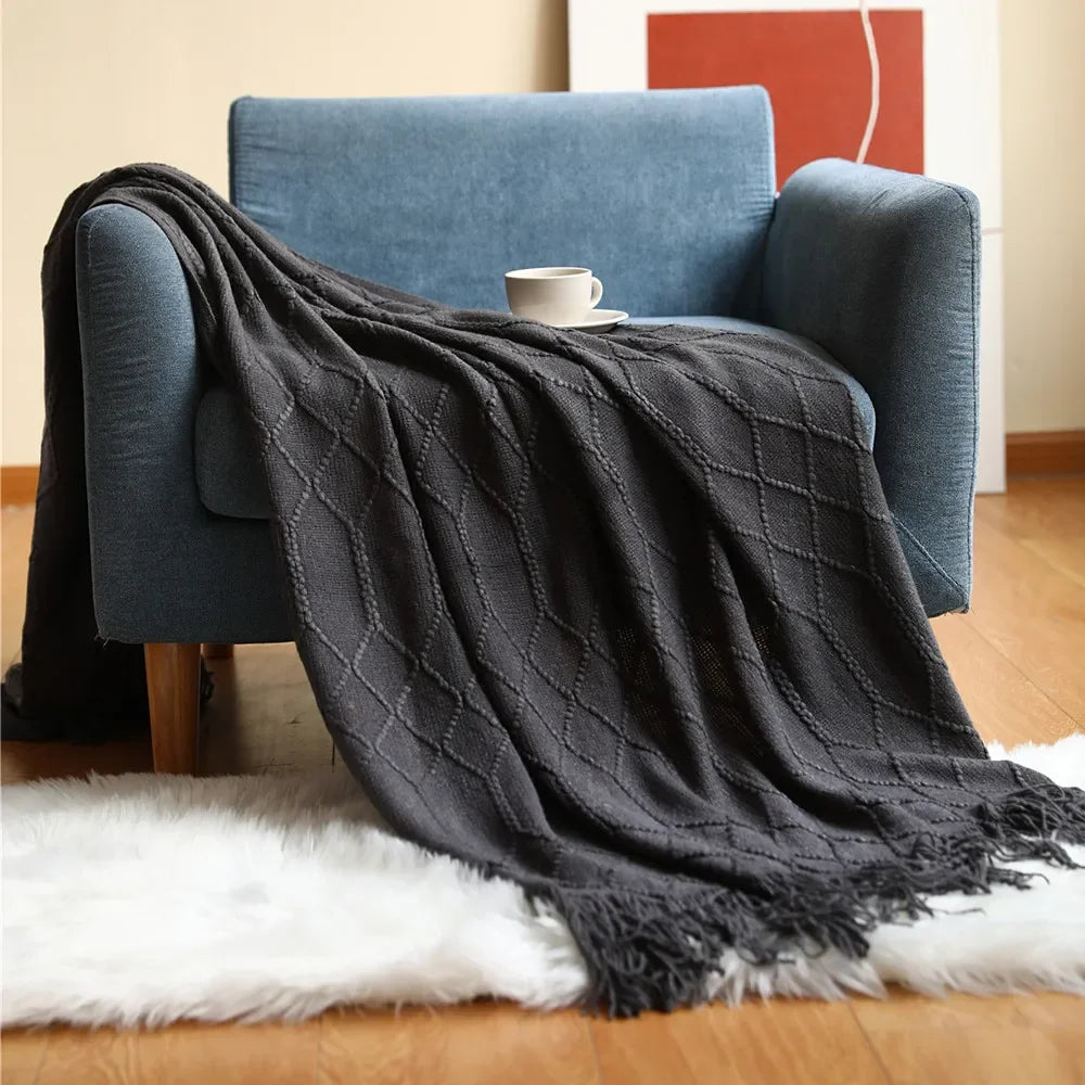 DecorBites™ Cozy Knitted Sofa Blanket - Winter Home Office Nap Comfort