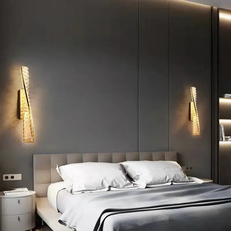 DecorBites™ Dimmable Crystal Wall Sconce | Luxury Gold Steel Light Fixture