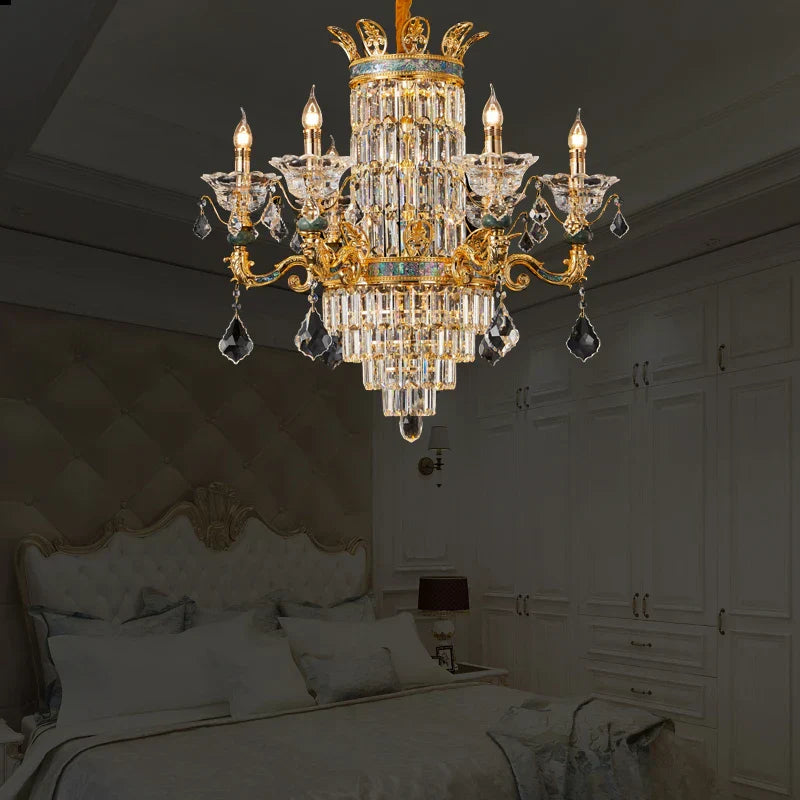 DecorBites™ ثريا كريستال فاخرة: إضاءة شمعة أنيقة لغرفة المعيشة والطعام من النحاس