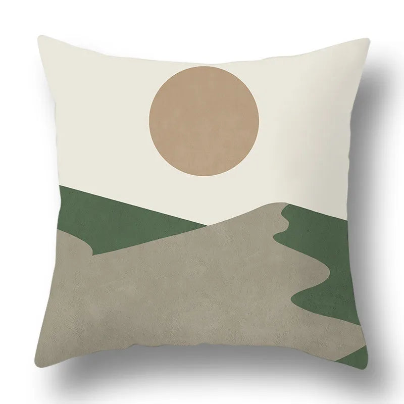 DecorBites™ Green Plants Geometric Print Pillow Cover - Home Sofa Cushion Cover