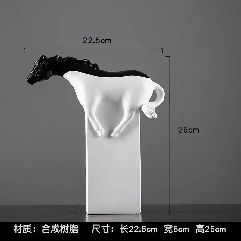 DecorBites™ Golden Horse Abstract Sculpture: Elegant Running Horse Figurine for Home Decor