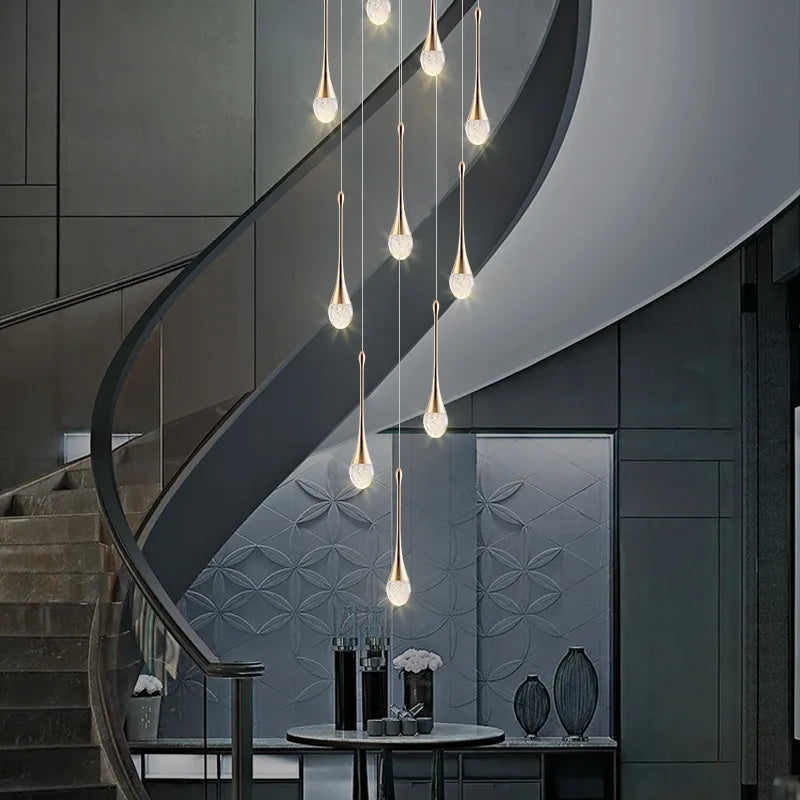 DecorBites™ Crystal Rotating Staircase Chandelier: Luxe Duplex Living Room Pendant