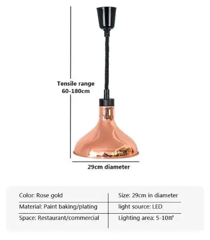 Vintage Telescopic Stainless Steel Buffet Heat Pendant Lamp
