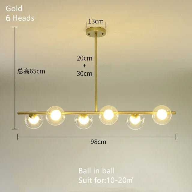 DecorBites™ Glass Ball Pendant Chandeliers - Modern LED Hanging Lights for Home Decor