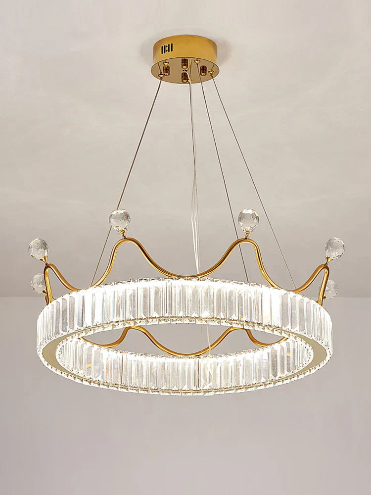 DecorBites™ Crown Petal LED Crystal Chandelier - Luxury Nordic Design for Girls' Bedroom