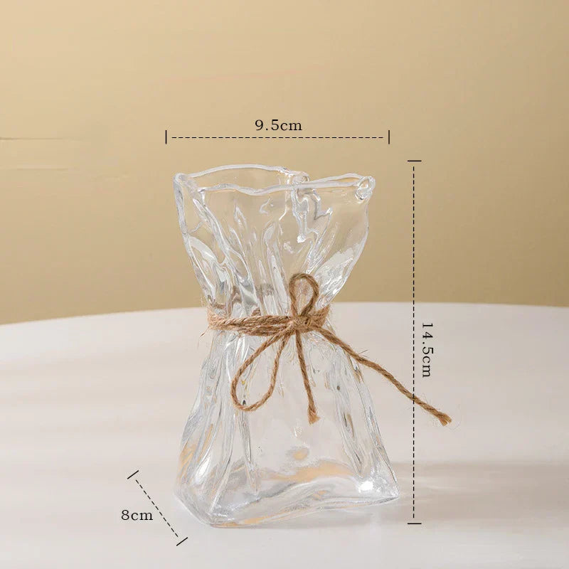 DecorBites™ Clear Glass Folded Road Vase - Creative Handcrafted Hydroponic Art Vase