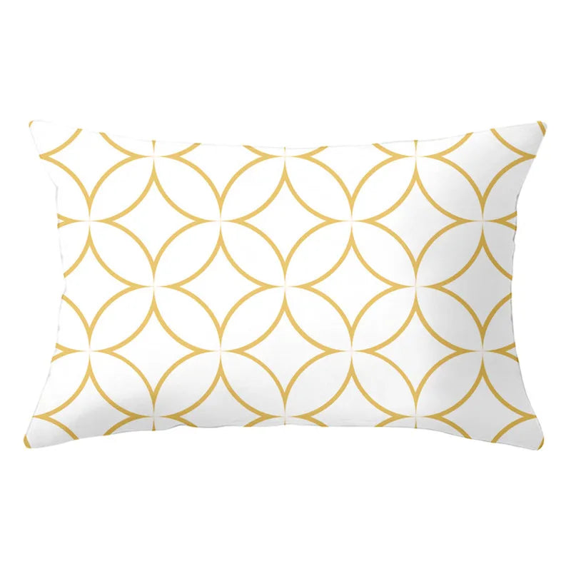 DecorBites™ Geometric Striped Curved Rectangle Pillowcase - Yellow Blue Sofa Throw Pillows