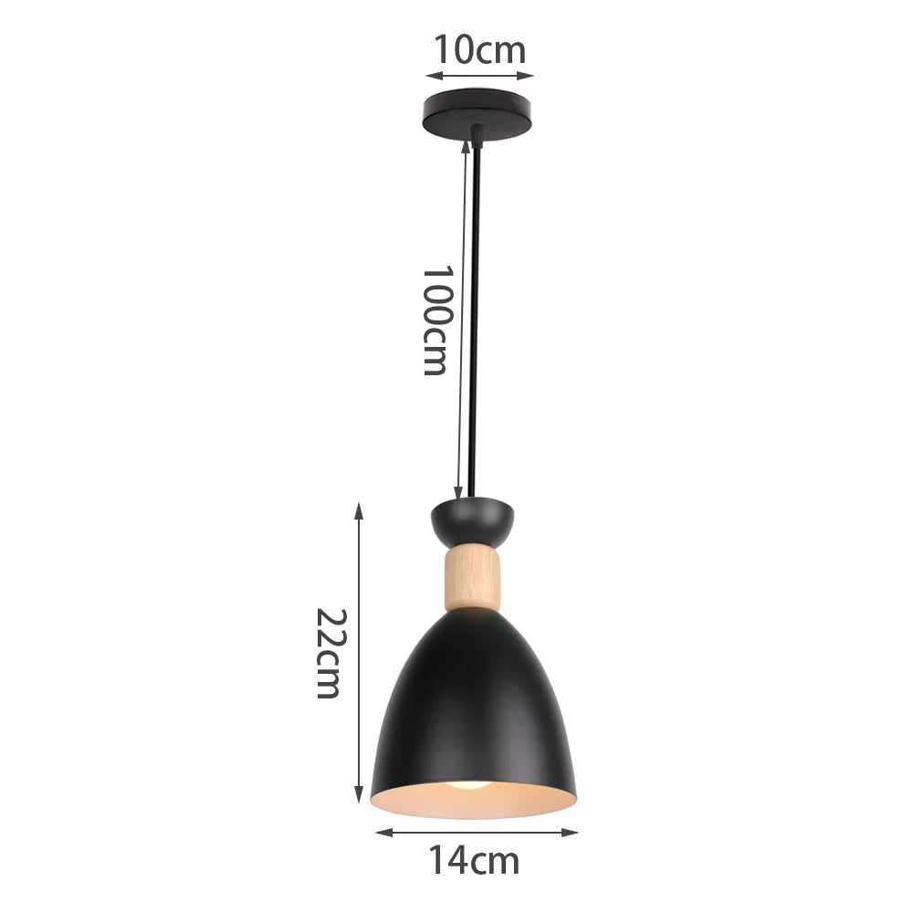 Black Wood Industrial Pendant Light