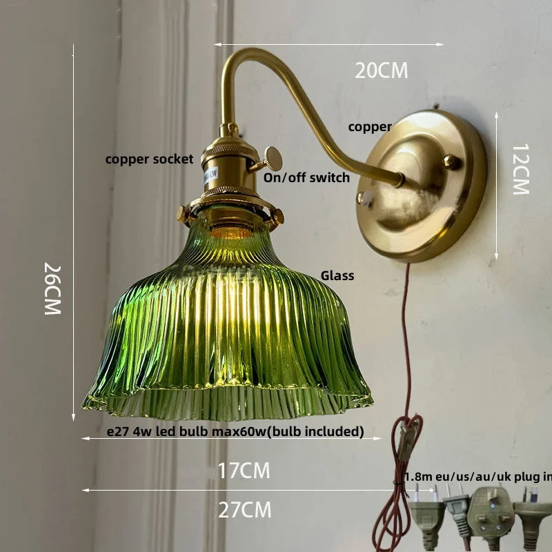 DecorBites™ Clear Glass LED Wall Sconce Nordic Modern Brass Light Fixture Applique Murale