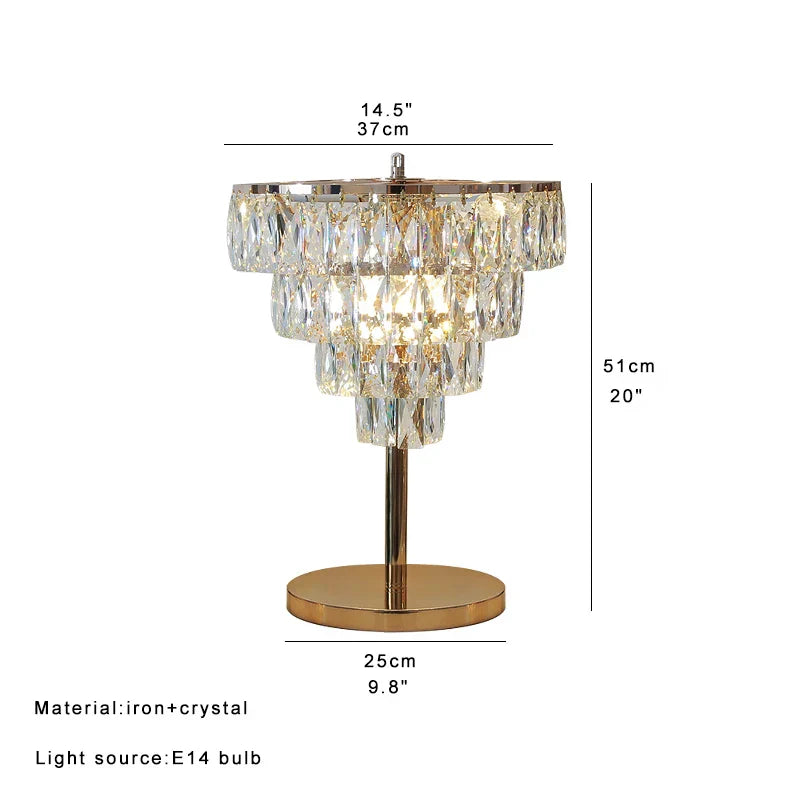 DecorBites™ Crystal Table Decor Lamp 3000K E14 Bulb Desk Light for Bedside Office