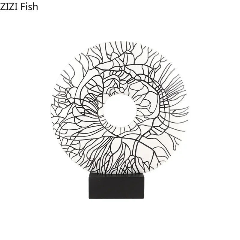 DecorBites™ Circle Ornament Desk Decoration Resin Ring Statue Modern Crafts Decor