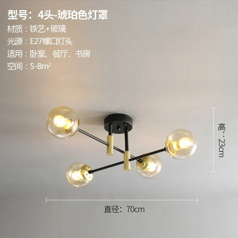 DecorBites™ Glass Ball LED Chandelier Ceiling Light for Living Room and Kitchen