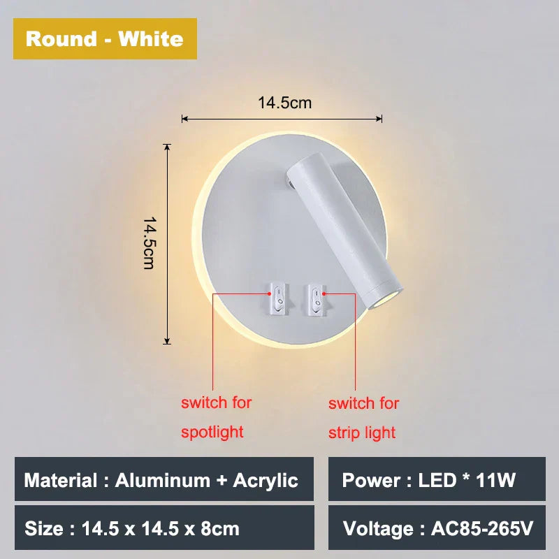 DecorBites™ Adjustable 10W Wall Light Sconce Lamp with Switch - Hotel Bedroom Study Reading