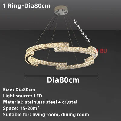 Lustre de plafond en cristal DecorBites™, éclairage intérieur LED miroir en acier inoxydable