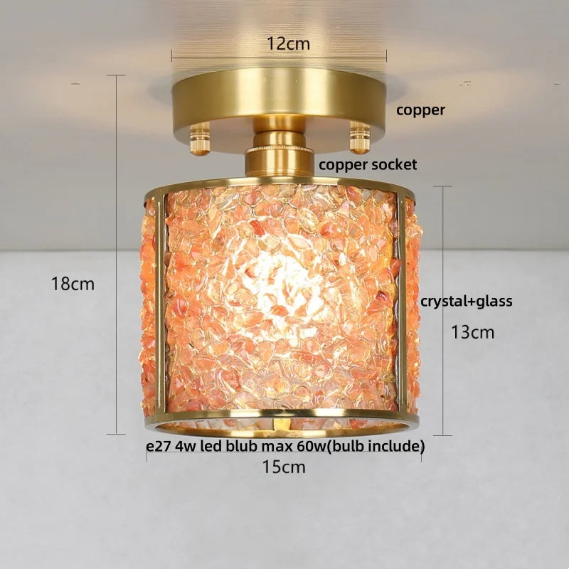 DecorBites™ Crystal Glass LED Ceiling Light Copper Canopy Nordic Modern Design