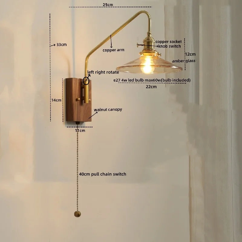 DecorBites™ Glass Copper LED Wall Sconce Modern Stair Light Fixtures