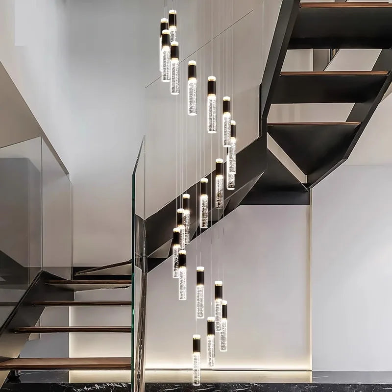 DecorBites™ Crystal Chandelier: Stylish Stair Pendant Lamp for Living Room & Interior Lighting