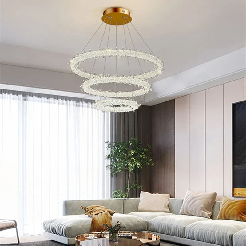 DecorBites™ Lustre rond en cristal K9 : Suspension LED moderne pour la maison, le salon, la chambre, le hall d'entrée