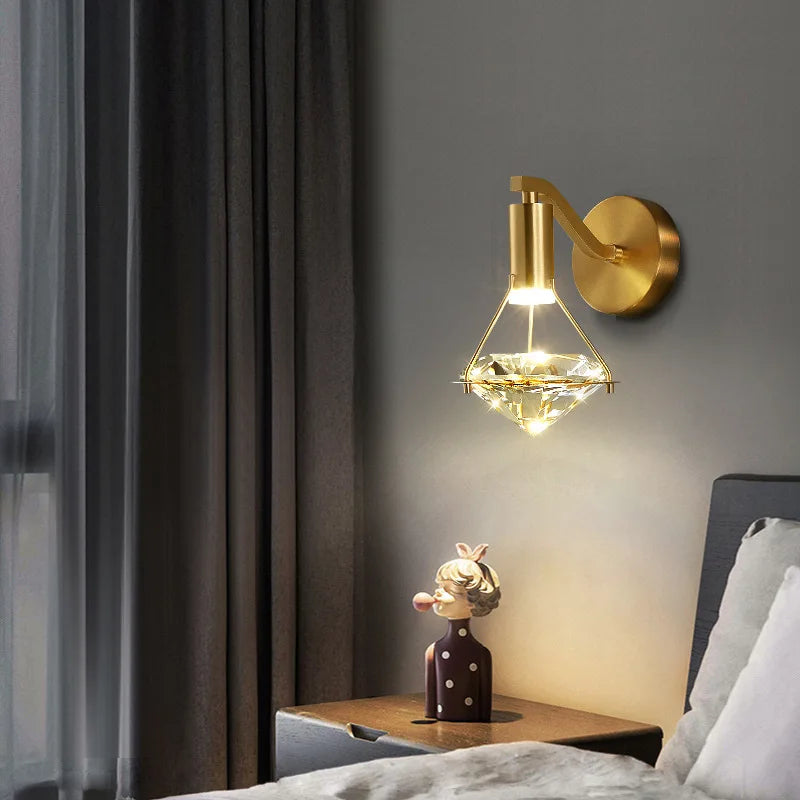 DecorBites™ Crystal Diamond Wall Lamp: Modern Nordic Luxury Lighting for Bedroom & Living Room