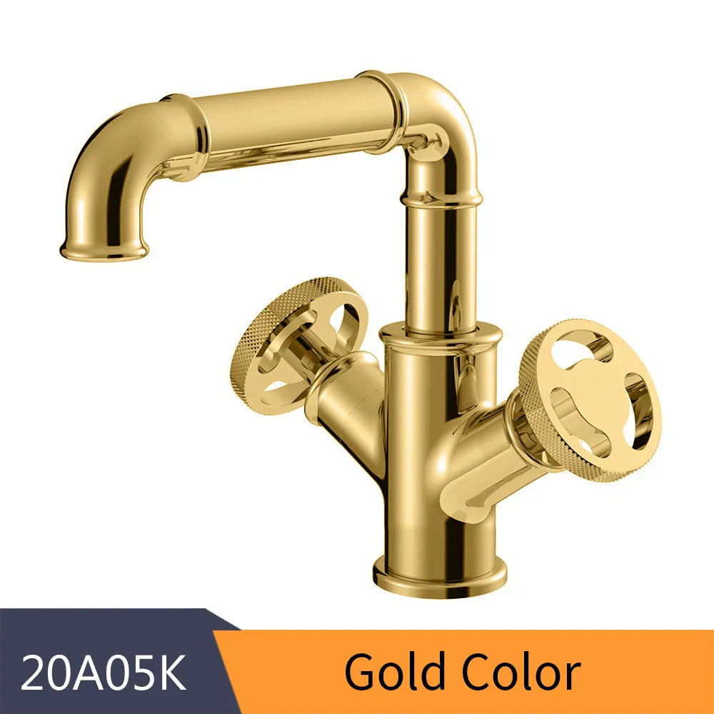 DecorBites™ Black Brass Bathroom Faucets Dual Handle Water Mixer Tap
