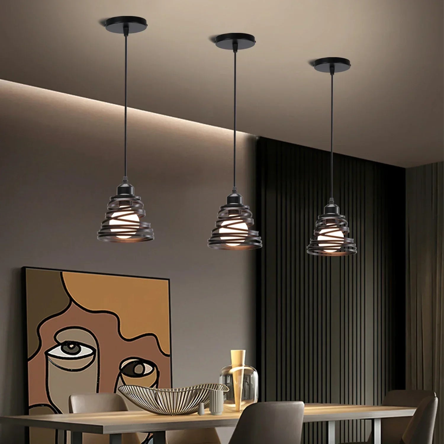 DecorBites™ مصباح سقف LED معلق بتصميم لوفت صناعي لغرفة المعيشة والمنزل والمطبخ