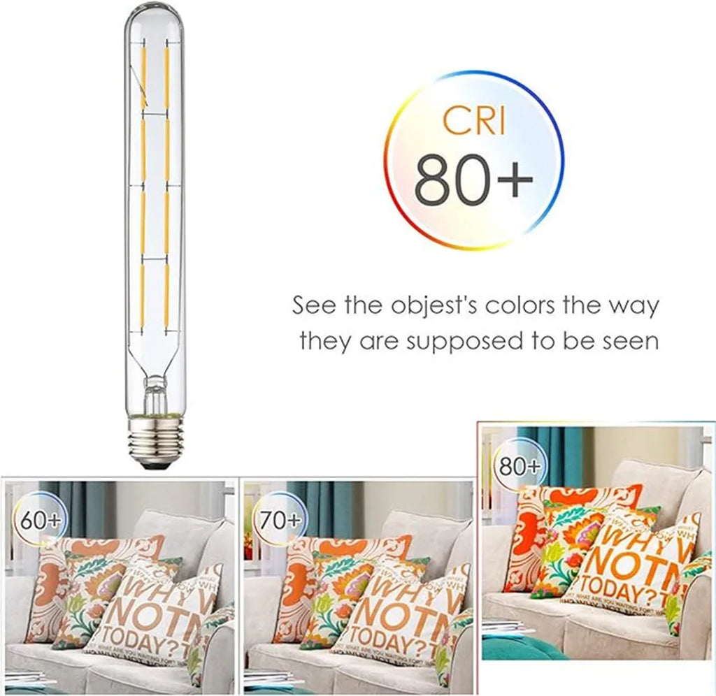DecorBites™ لمبة إضاءة أنبوبية ليد (LED Filament Tubular Edison Bulb) درجة حرارة لون 6000K، موديلات T10 T185 T225 T30 T300، قوة 4 واط 6 واط 8 واط
