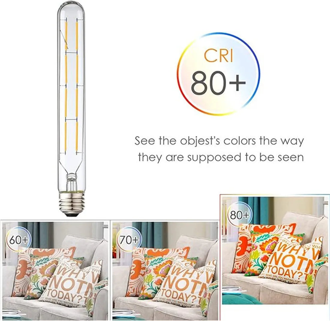 DecorBites™ لمبة إضاءة أنبوبية ليد (LED Filament Tubular Edison Bulb) درجة حرارة لون 6000K، موديلات T10 T185 T225 T30 T300، قوة 4 واط 6 واط 8 واط