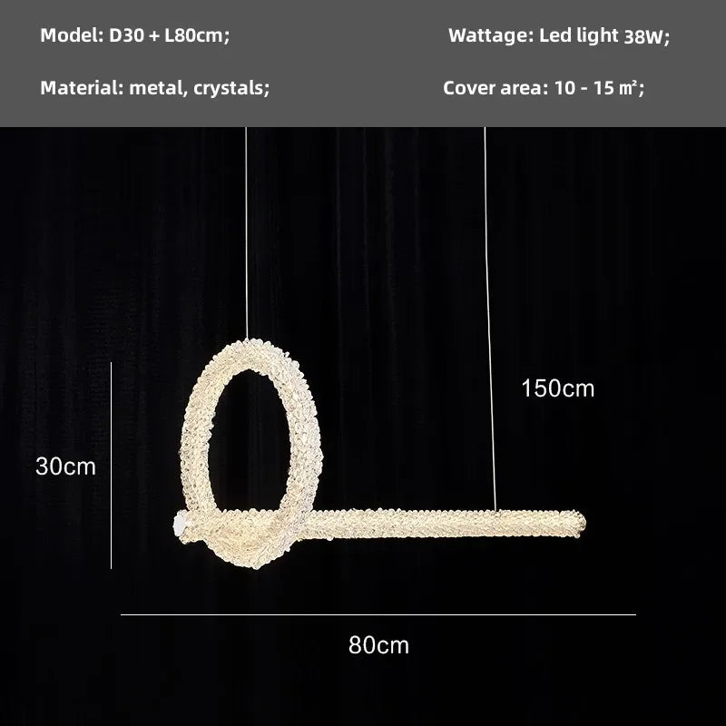 DecorBites™ Crystals Pendant Lights: Modern Dimmable Chandelier for Luxury Living Room, Dining, Bedroom
