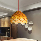 Nordic Oak Pinecone Wood Pendant Light