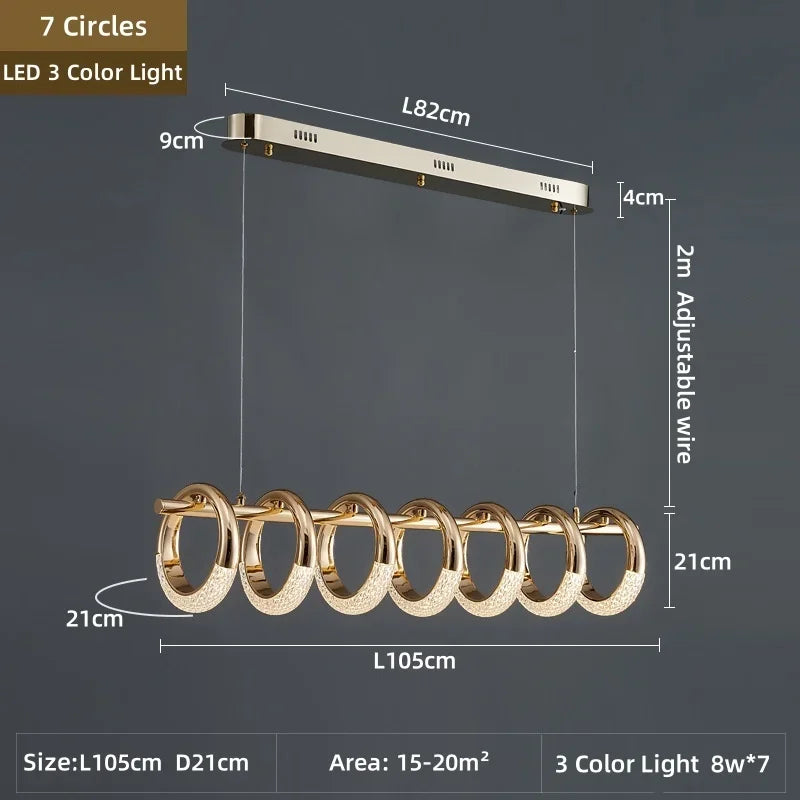 ثريا معلقة LED دائرية من الأكريليك الذهبي من ديكور بايتس™
