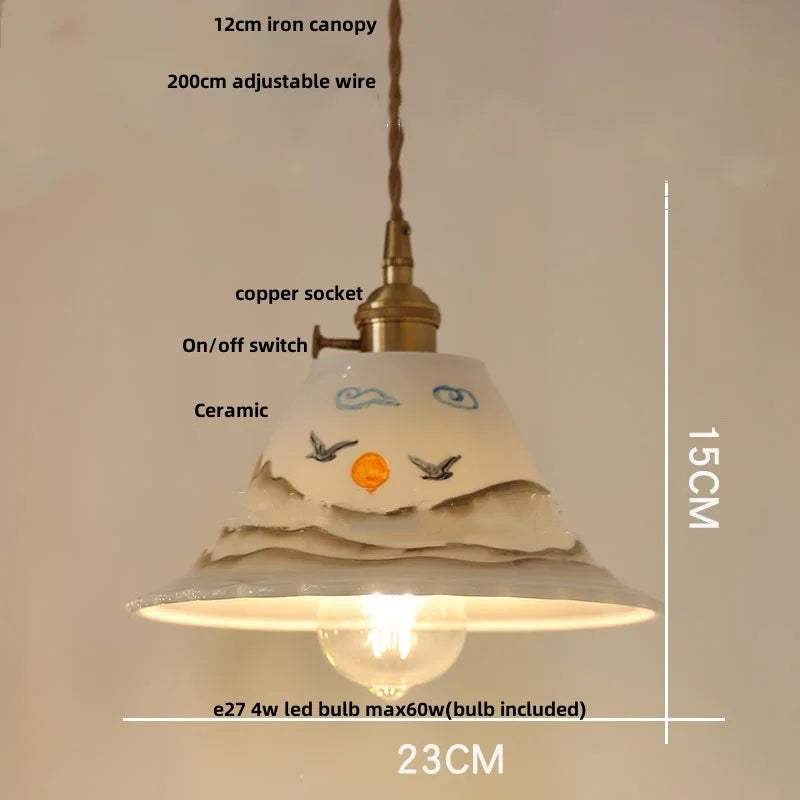 DecorBites™ Ceramic LED Pendant Lamp, Modern Nordic Design, Adjustable 2m Wire, White Finish