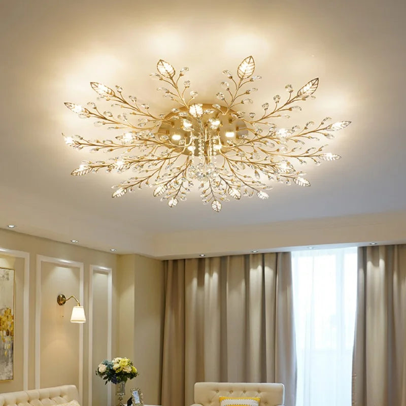 DecorBites™ Crystal Ceiling Chandelier LED Light Fixture for Living Room Bedroom Kitchen