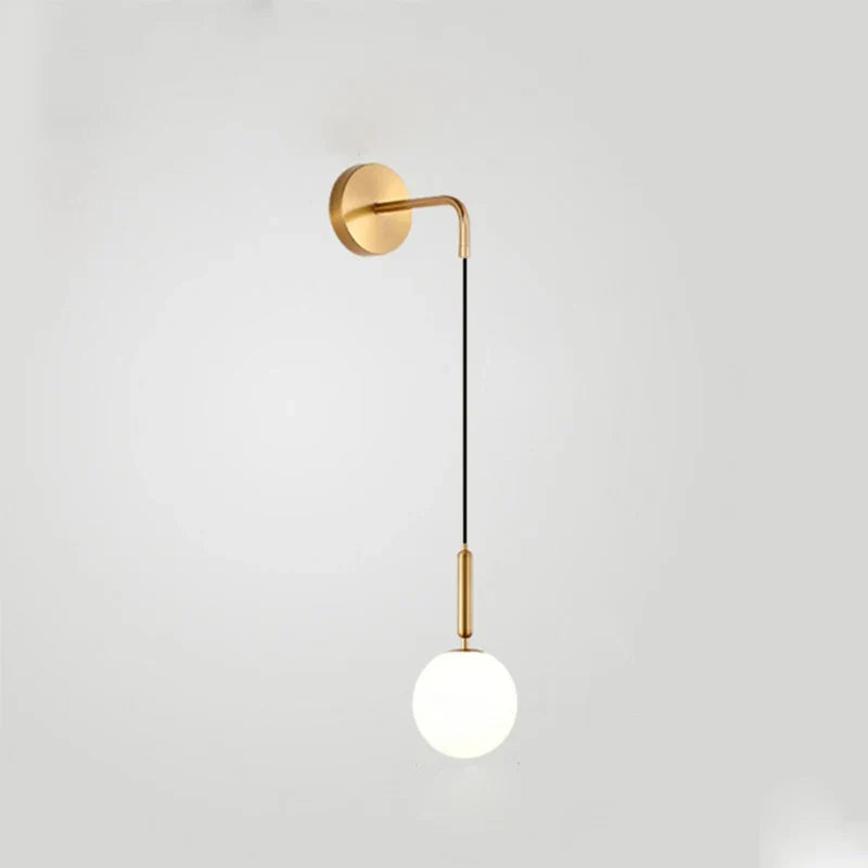 DecorBites™ Glass Ball Wall Lamp Brass/Black Sconce for Living Room Bedroom Reading