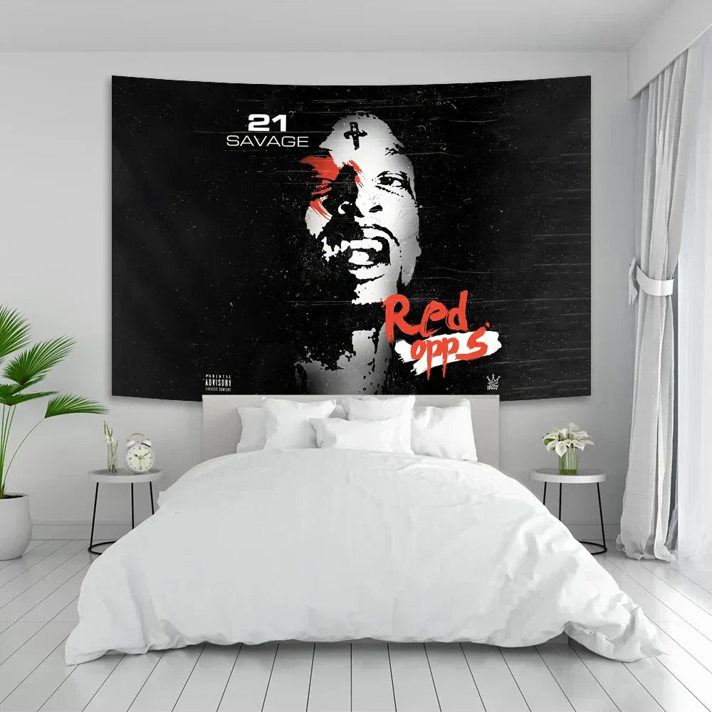 DecorBites™ 21 Savage Tapestry Pop Album Cover Poster for Bedroom Wall Decor