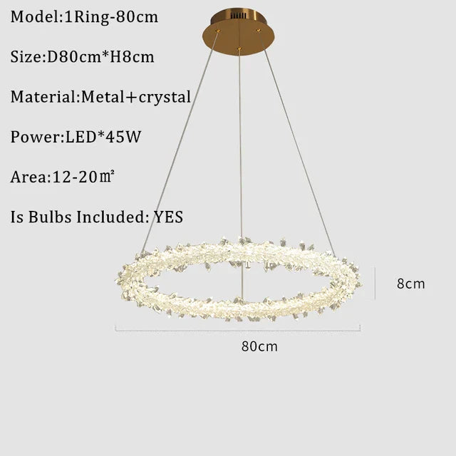 DecorBites™ Lustre rond en cristal K9 : Suspension LED moderne pour la maison, le salon, la chambre, le hall d'entrée