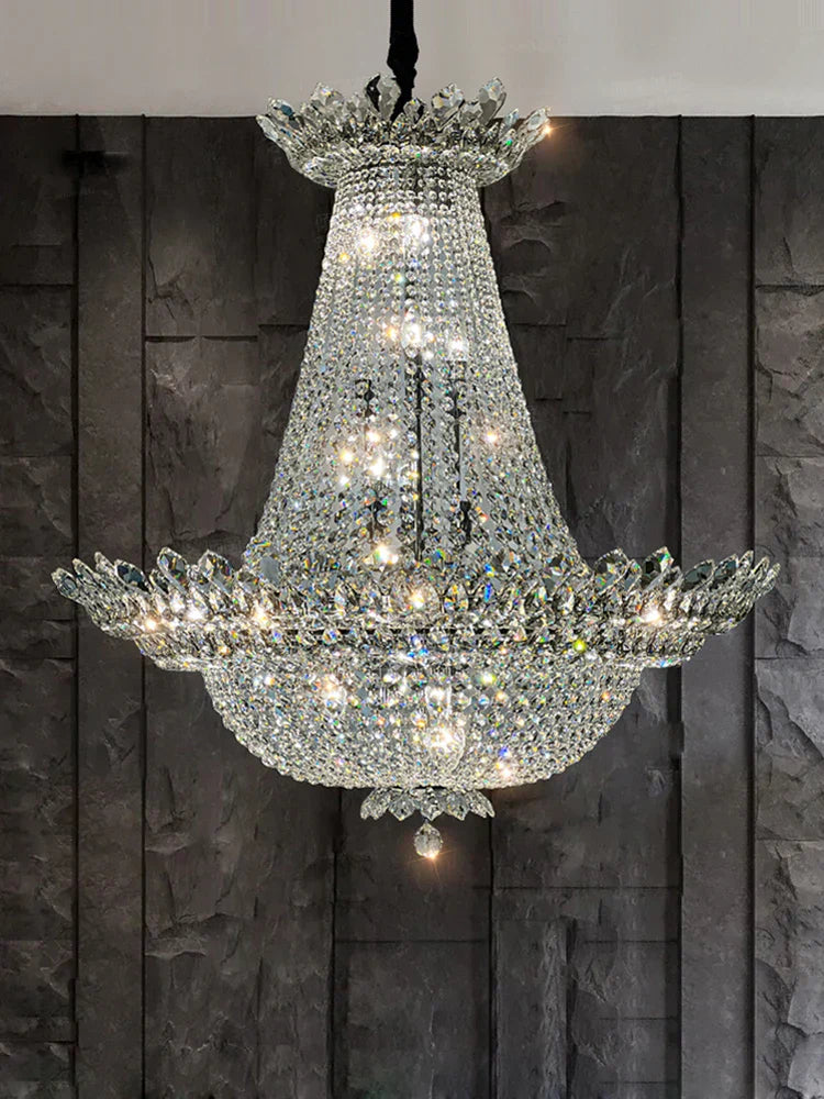 ثريا سقف ذهبية من كريستال K9 من DecorBites™ - إضاءة كروم عصرية