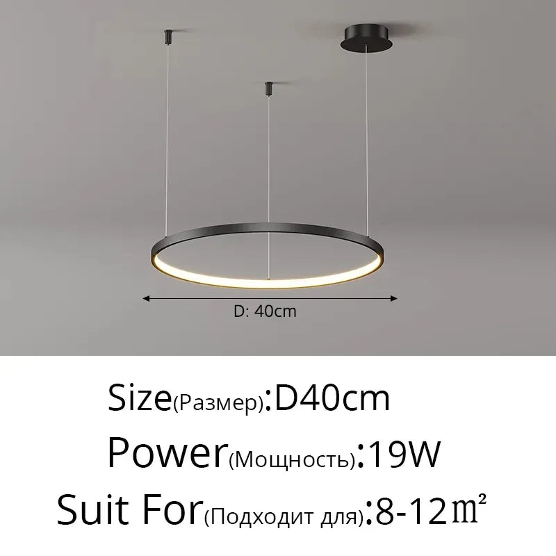 مصباح قلادة حلقي LED أكريليك DecorBites™، تصميم حديث بسيط للثريا الفنية