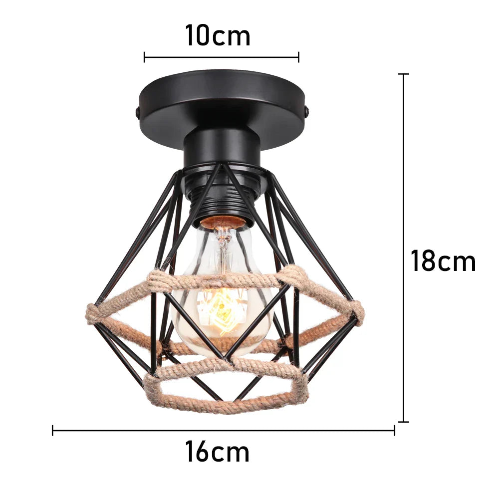 ثريا سقف بحبل القنب من DecorBites™ لغرفة النوم وغرفة المعيشة والمطبخ LED
