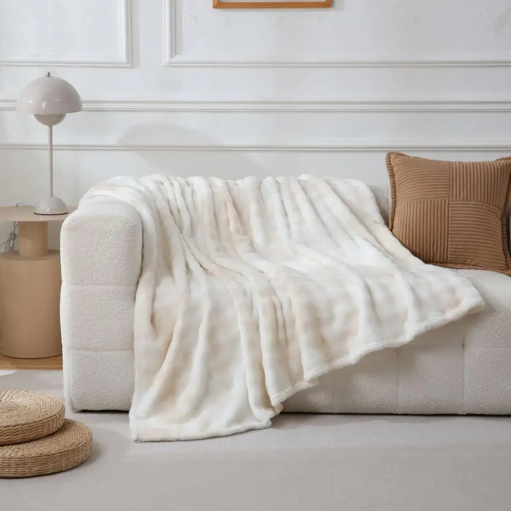 DecorBites™ Fuzzy Faux Fur Blanket - Cozy & Soft Reversible Throw for Sofa and Bed