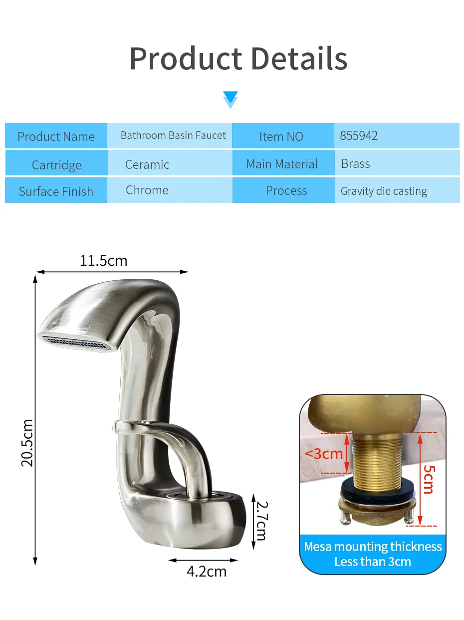 DecorBites™ Gold Basin Faucet: صنبور خلاط نحاسي عصري بمقبض واحد للمغسلة للحمام