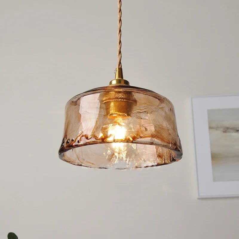 DecorBites™ Amber Glass Pendant Light with Adjustable Wire for Dining Room and Kitchen