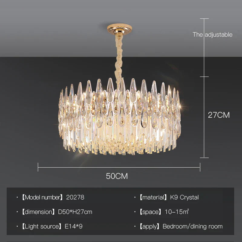 DecorBites™ Crystal LED Chandelier | Long Stairway Villa Light | Modern Luxury Post Lamp