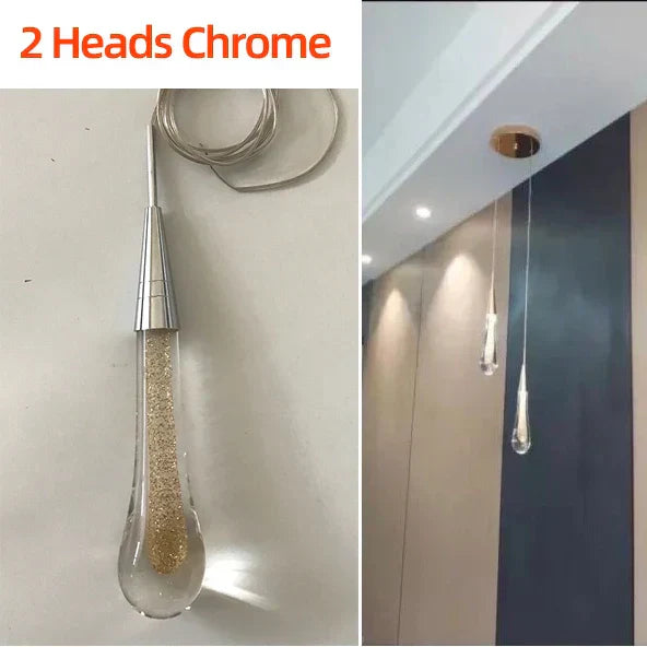 DecorBites™ Crystal Glass LED Pendant Tear Drop Light Chandelier